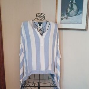 Karen Kane Blue and White  Boxy Top